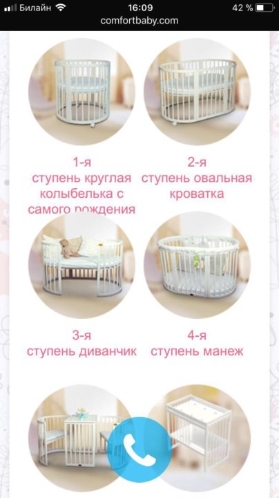 Круглая кроватка трансформер для новорожденных
