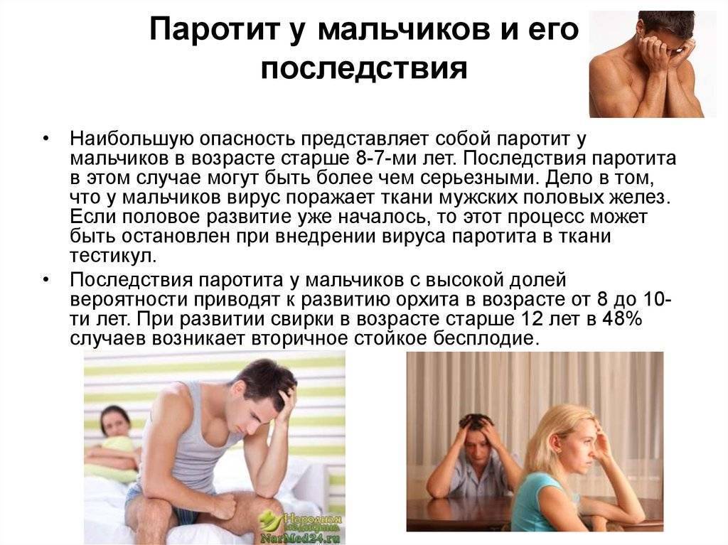 Паротит (свинка) у мальчиков - чем опасен, осложнения, последствия, симптомы и лечение