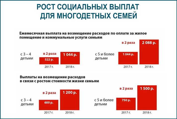 Права и льготы многодетных семей в 2016-2017 гг. размер пособий
