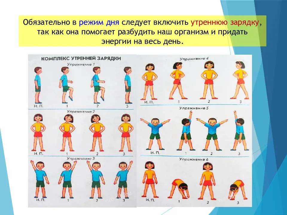 Комплекс упражнений для детей: утренняя зарядка