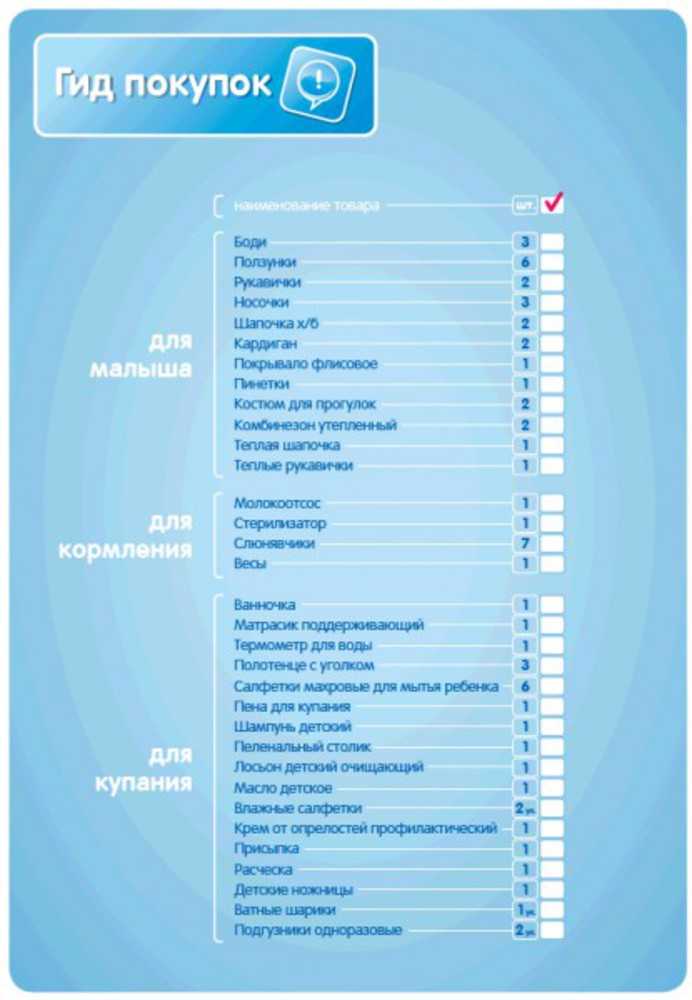 Список Все Что Нужно Купить Ребенку