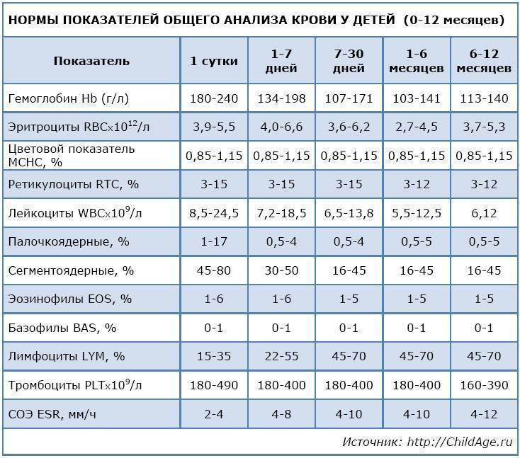 Норма лейкоцитов в крови у детей в таблице, низкие и повышенные значения у ребенка