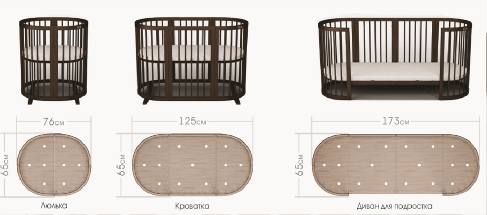 Круглая кроватка трансформер для новорожденных