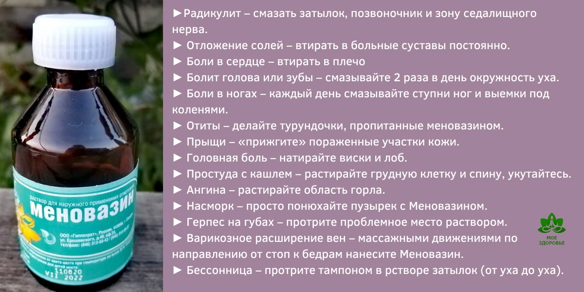 Применение меновазина – 18 способов, о которых не все знают