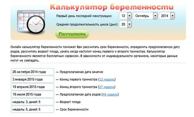 Методы расчета точной даты родов