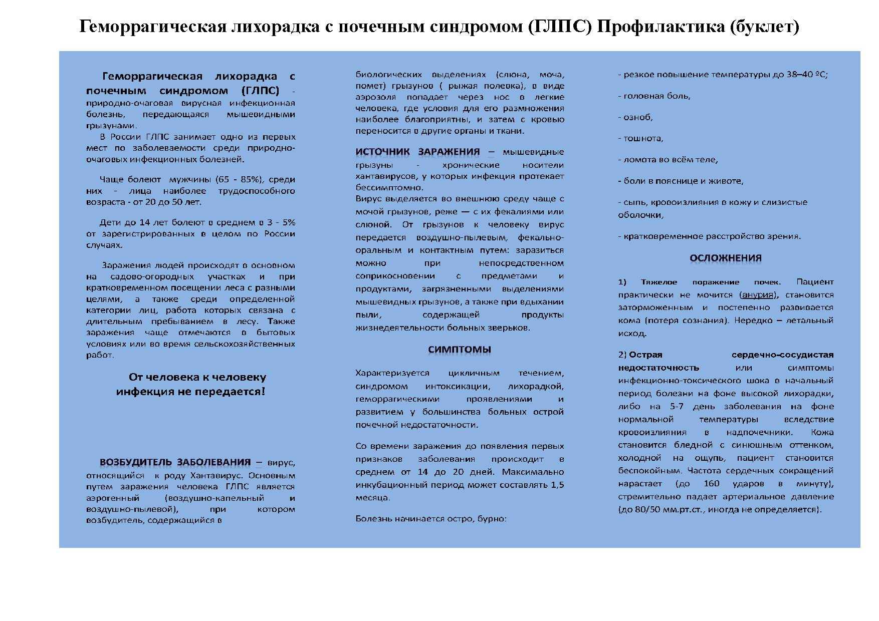 Геморрагическая лихорадка: с почечным синдромом, симптомы, вирус