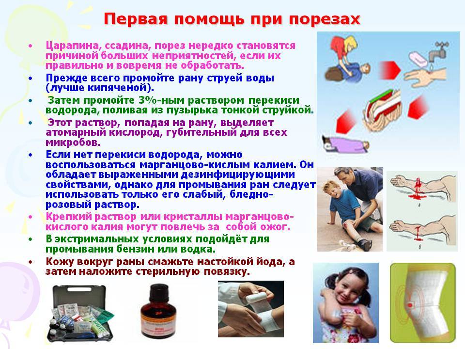 Первая помощь при ссадинах, порезах и царапинах