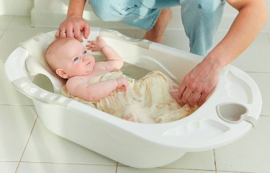 Купание малыша в ванночке. Ванночка для купания новорожденного. Как мыть новорожденного ребенка. Безопасное купание новорожденного.