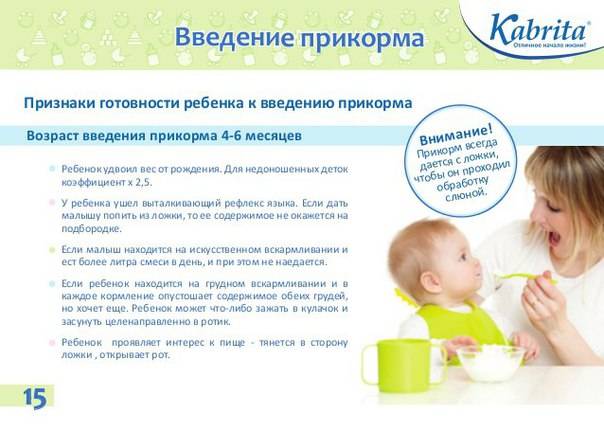 Правила и таблица введения прикорма детям первого года жизни