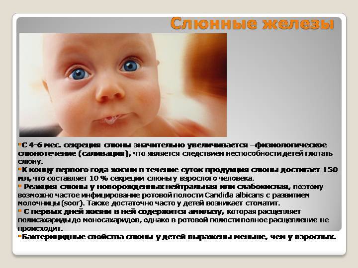 Почему текут слюни у грудного ребенка?