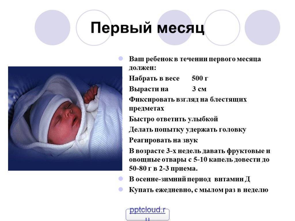 Ребенок в 1 месяц / календарь развития ребенка