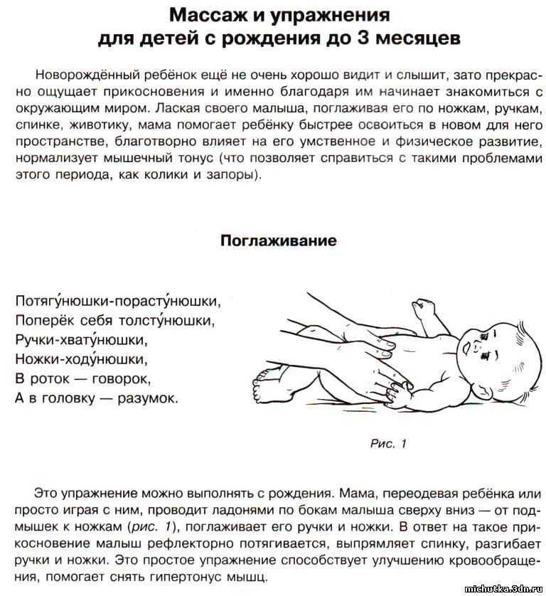 Ребенок в 2 месяца: развивающие занятия, массаж и зарядка